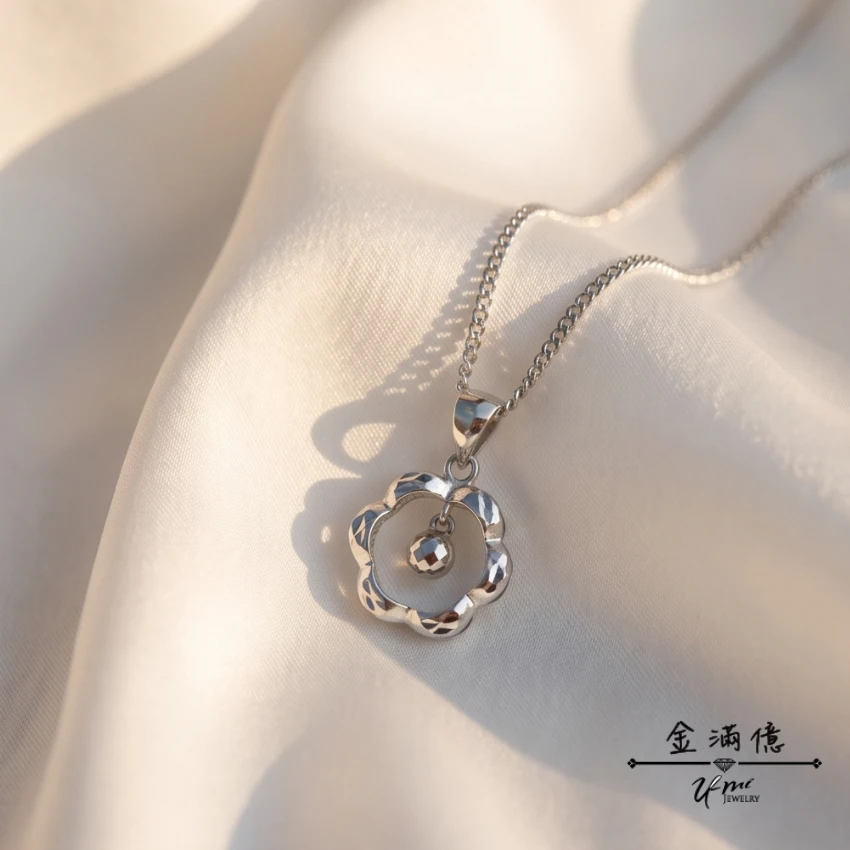 【金滿億】PT950白金墜子|波堤甜甜圈可愛小花吊墜、日系輕奢幾何刻面鉑金首飾-02
