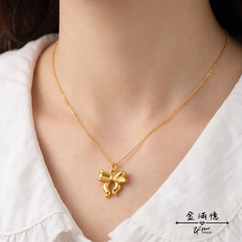 黃金墜飾-經典蝴蝶結- 黃金墜子_04