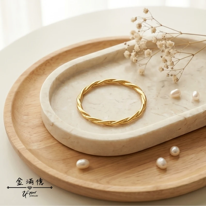 日常微光-麻花扭線 黃金手環