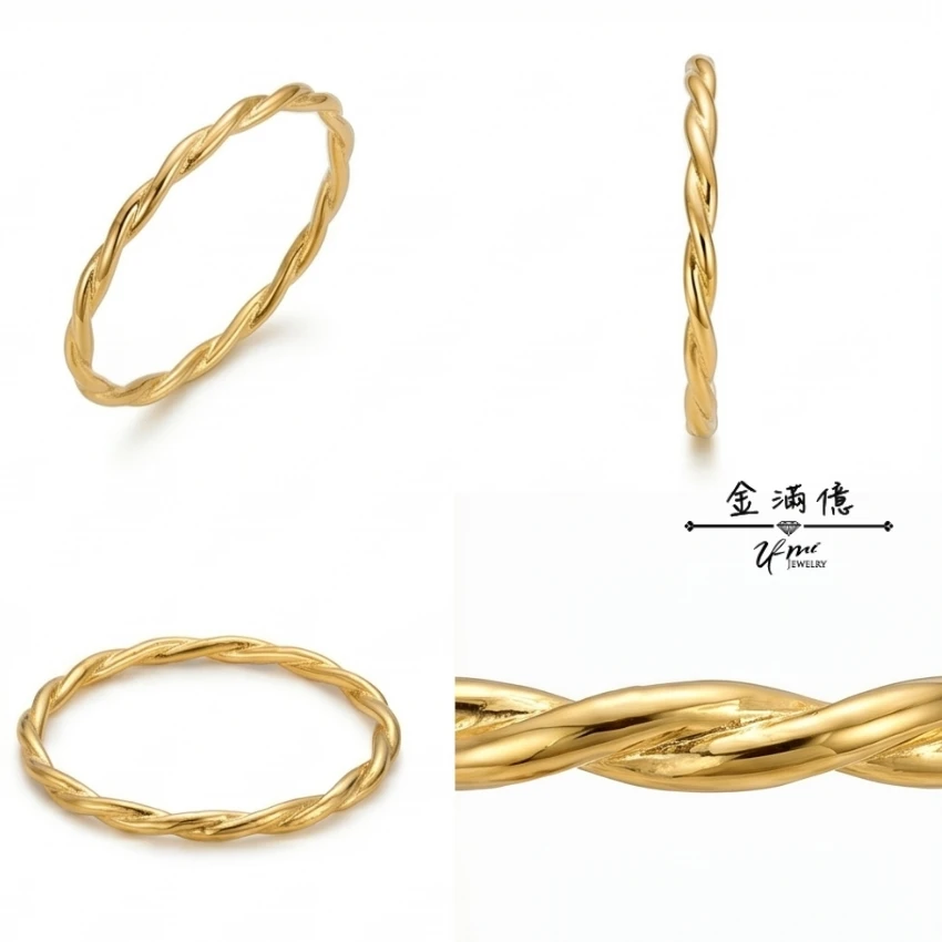 黃金手環-純黃金麻花扭線手環｜經典固定圍套環設計-金滿億銀樓-03