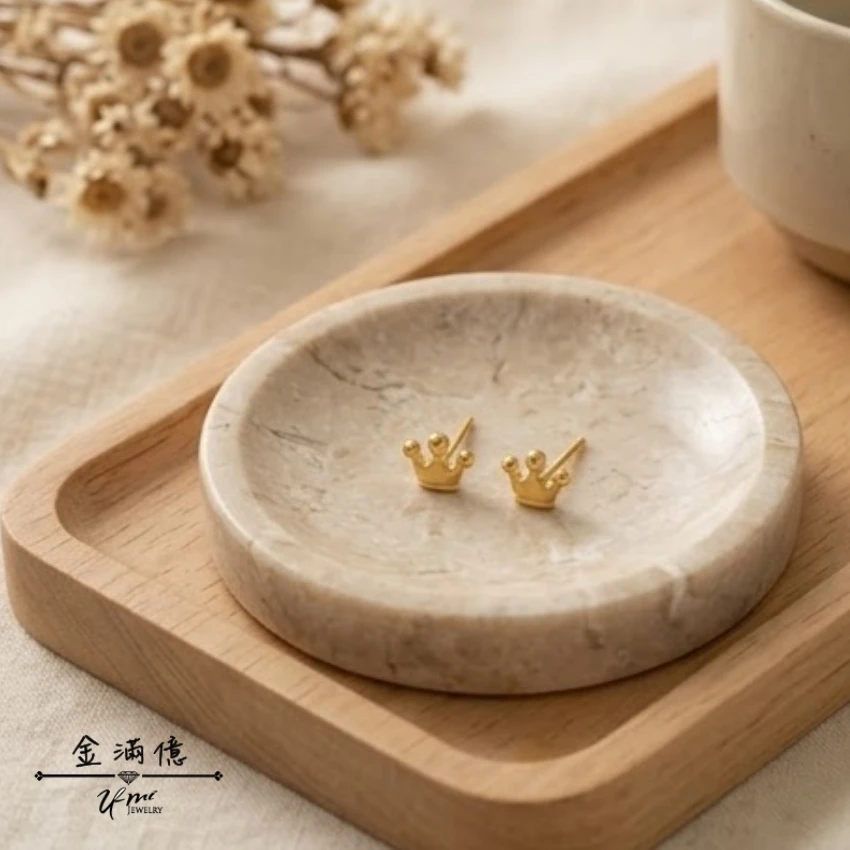 小皇冠-黃金耳環-黃金女生耳環