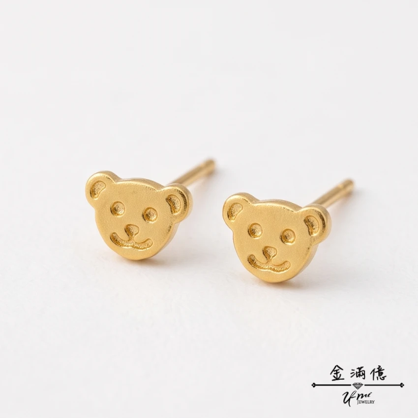 Qbear小熊-黃金耳環-黃金女生耳環
