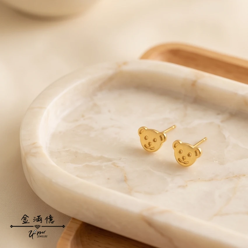 Qbear小熊-黃金耳環-黃金女生耳環