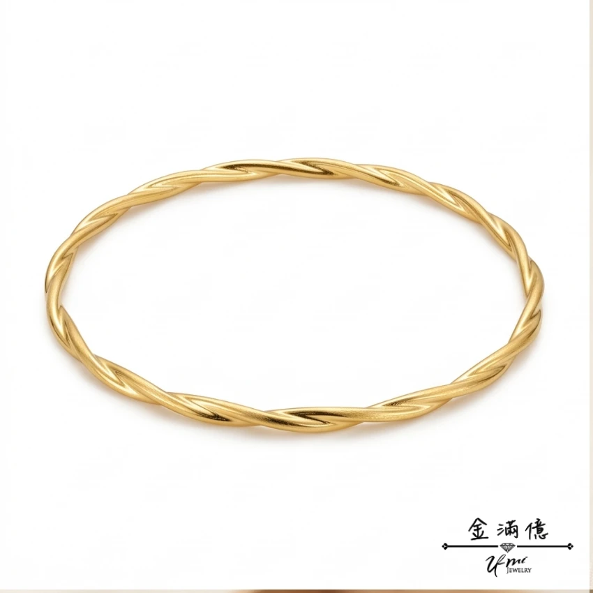 歲月交織-亮霧雙線扭轉 黃金手環