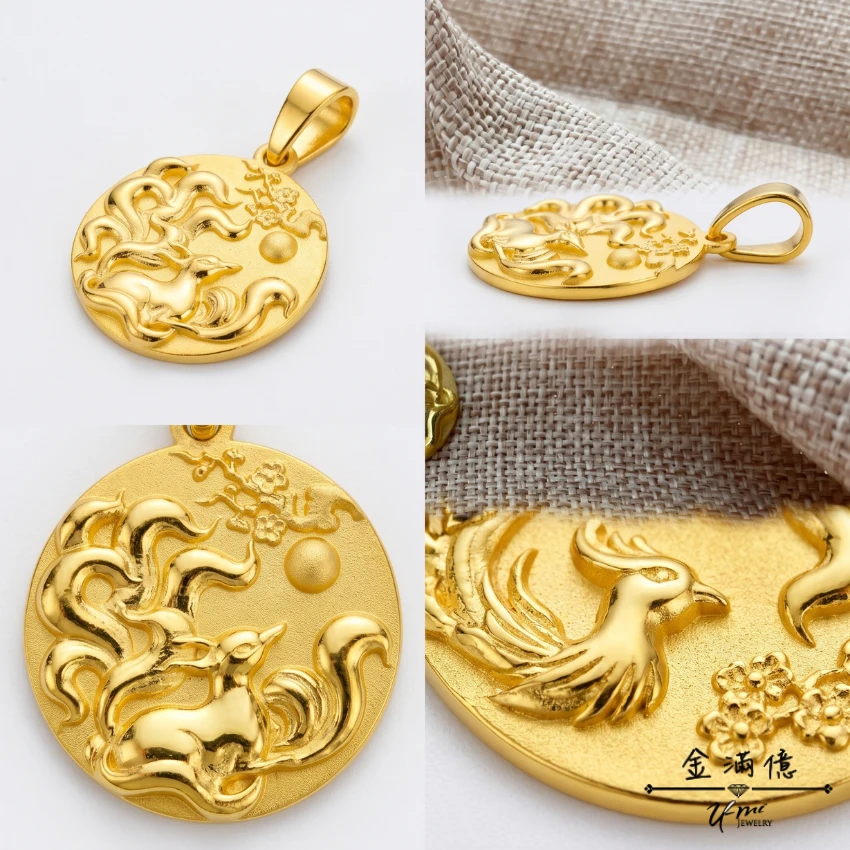 客製化飾品-九尾狐仙祥雲-黃金墜飾
