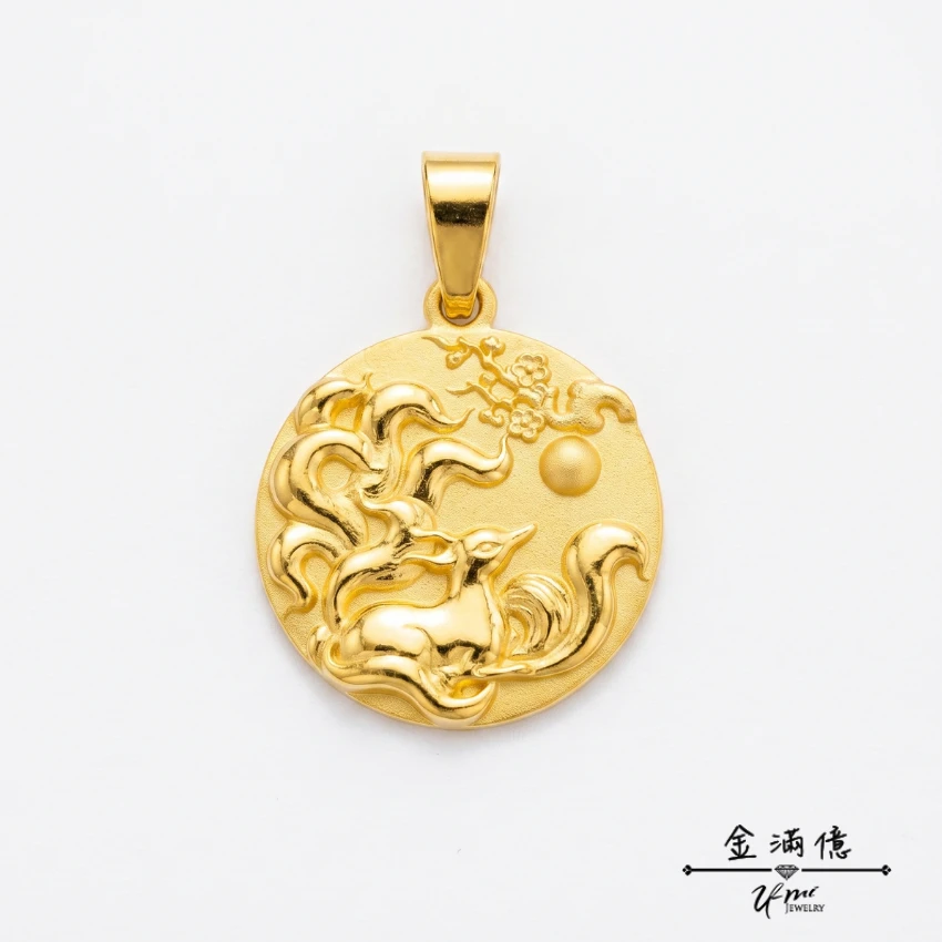 客製化黃金項鍊推薦|九尾狐項鍊-01