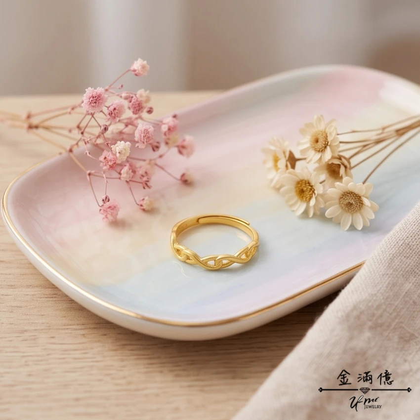 無限符號交織造型 純黃金戒指|金滿億台南銀樓_02