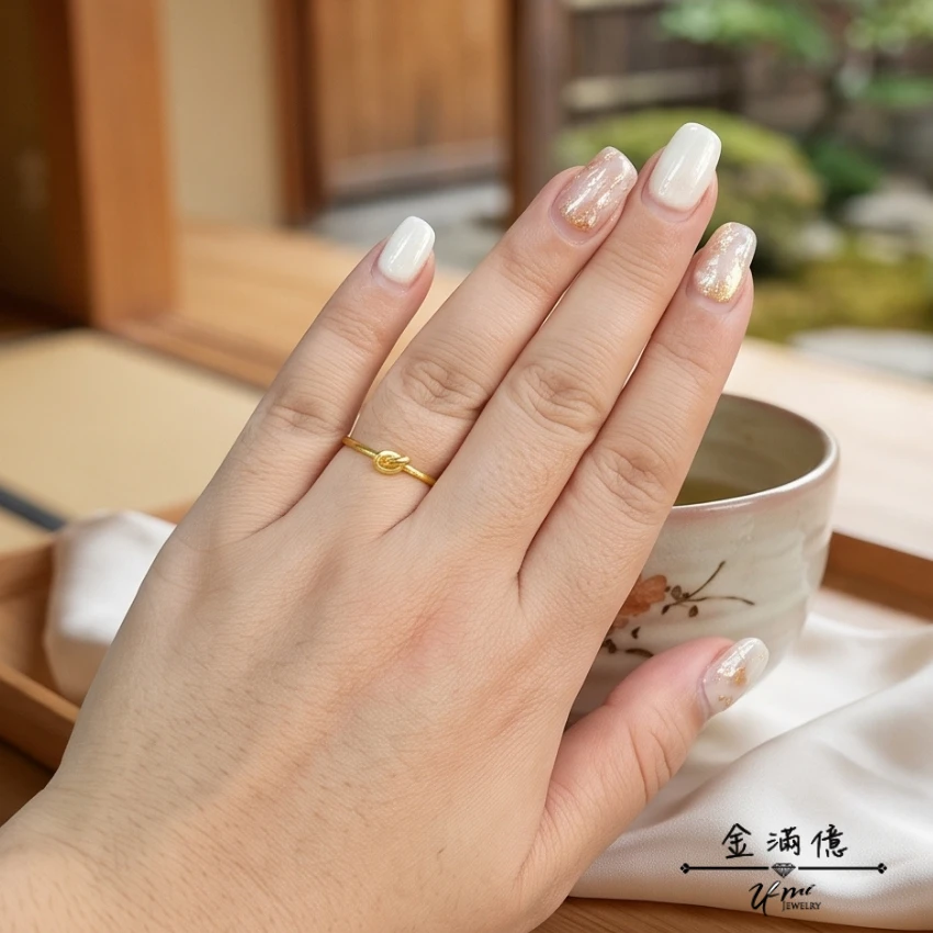 【流金滿億珠寶｜拾光相繫純金女戒 04