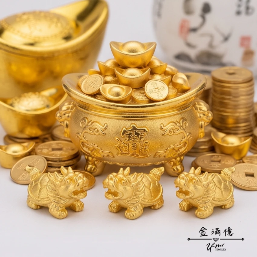 實心龍龜擺飾-小金豆|黃金擺件 (3)