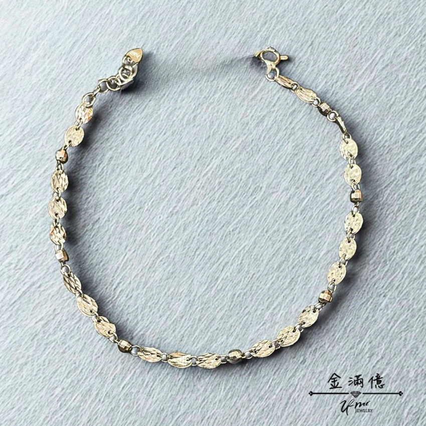 金滿億珠寶 女生白金手鍊 鑽石車花防刮延長鍊_01