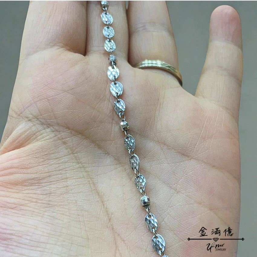 金滿億珠寶 女生白金手鍊 鑽石車花防刮延長鍊_02