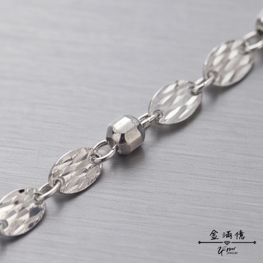 金滿億珠寶 女生白金手鍊 鑽石車花防刮延長鍊_03