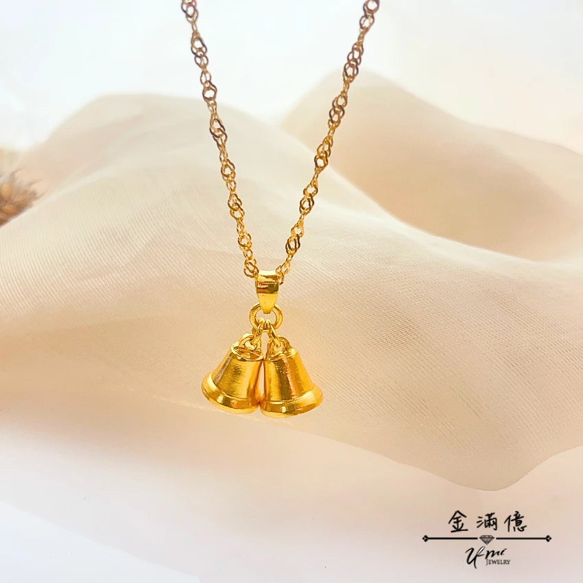 客製化飾品-雙鈴鐺-黃金墜飾