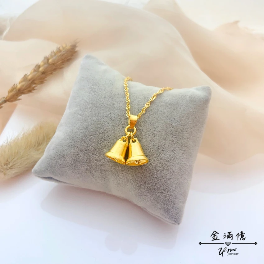 客製化飾品-雙鈴鐺-黃金墜飾