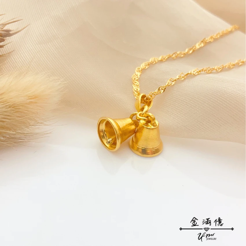 客製化黃金項鍊推薦|雙鈴鐺造型項鍊-03