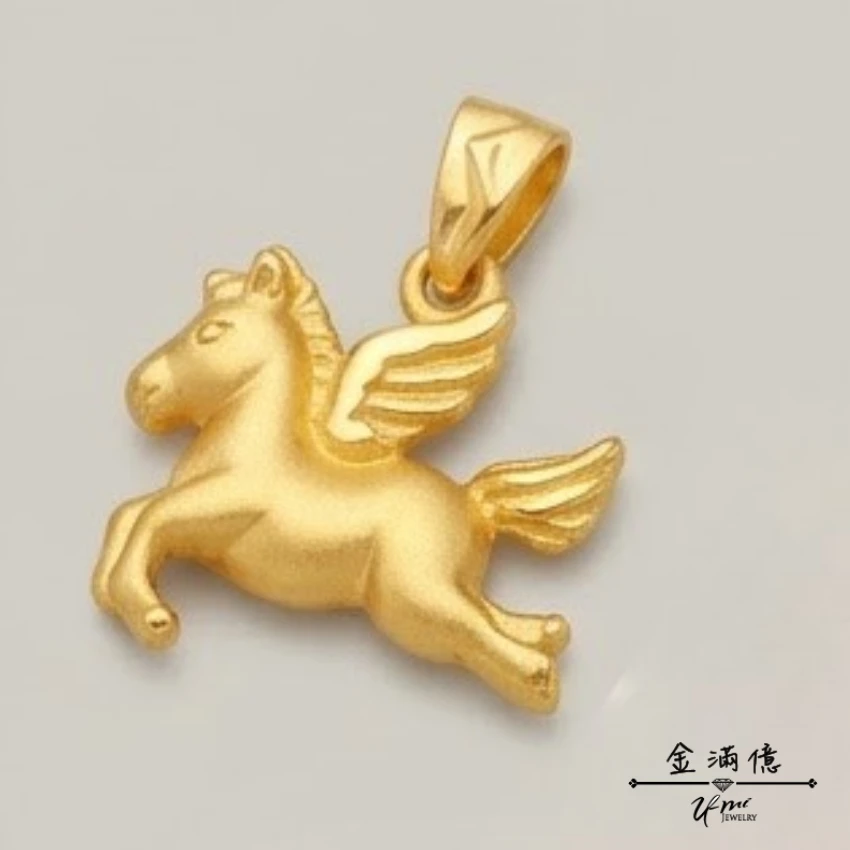 黃金墜飾-沐光飛馬生肖馬- 黃金彌月金飾_03