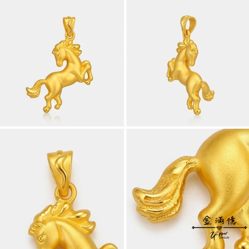 黃金墜飾-奔騰生肖馬- 黃金彌月金飾_03