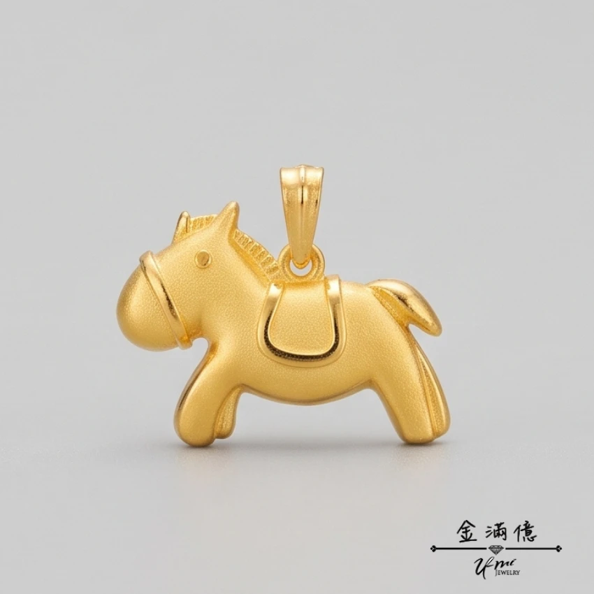 鞍穩初心 生肖馬-黃金墜子