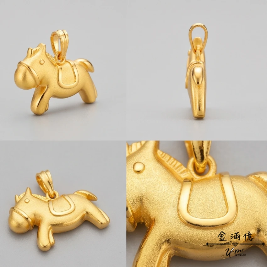 黃金墜飾-一生平安生肖馬- 黃金彌月金飾_03