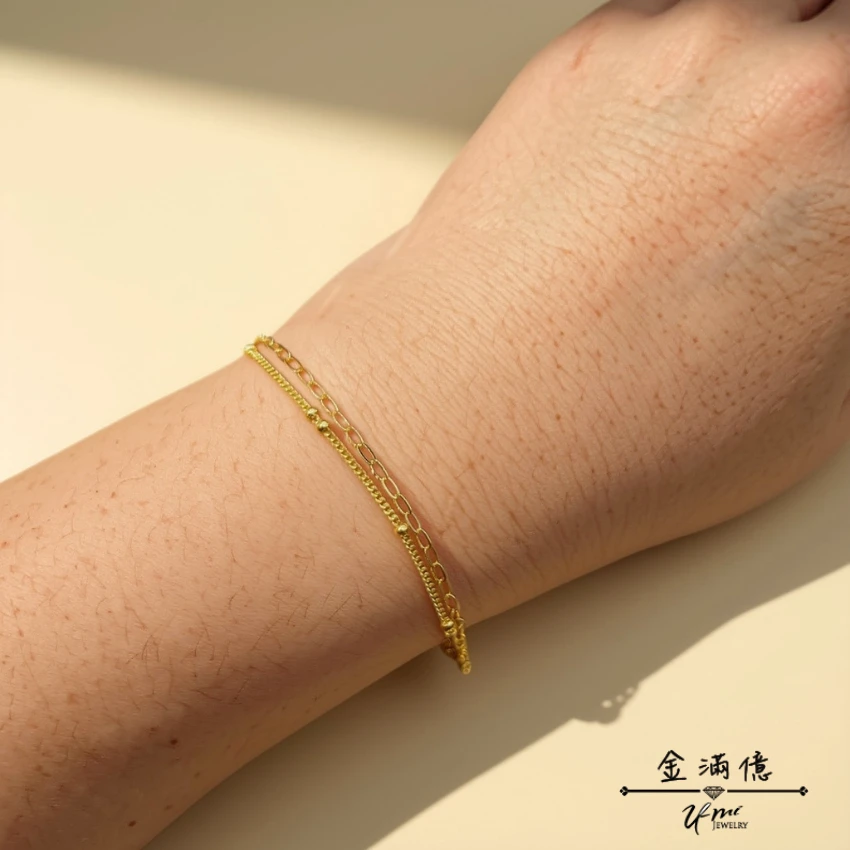 黃金手鍊-跳舞鍊與小金珠雙鍊女生手鍊-金滿億|台南銀樓_03