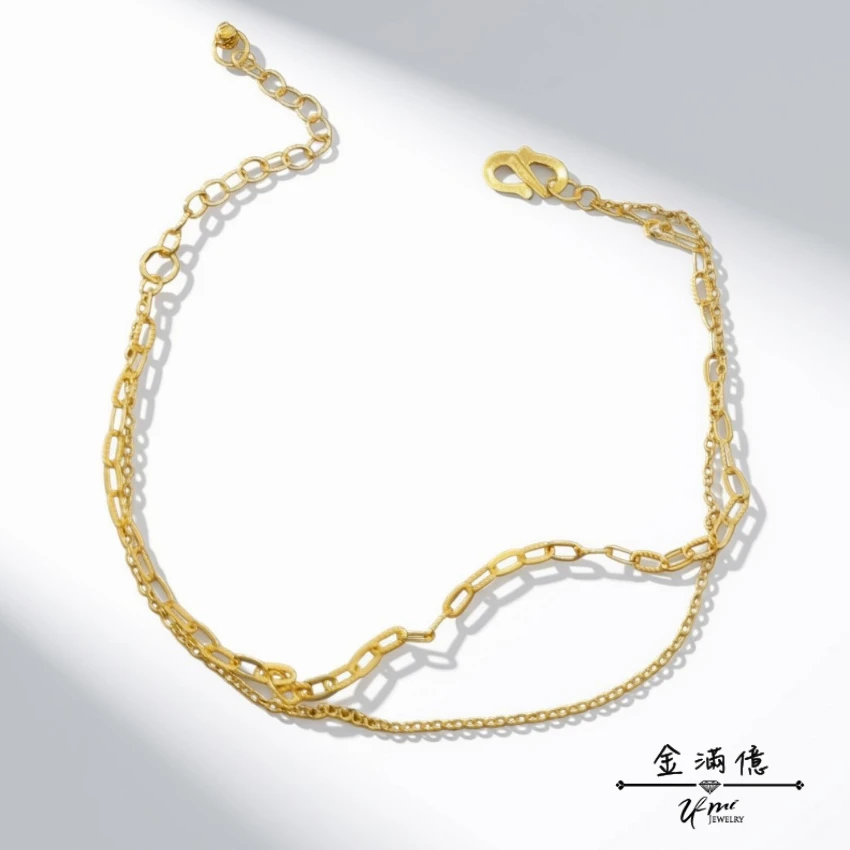 流光交織雙鍊 -黃金手鍊|女生手鍊