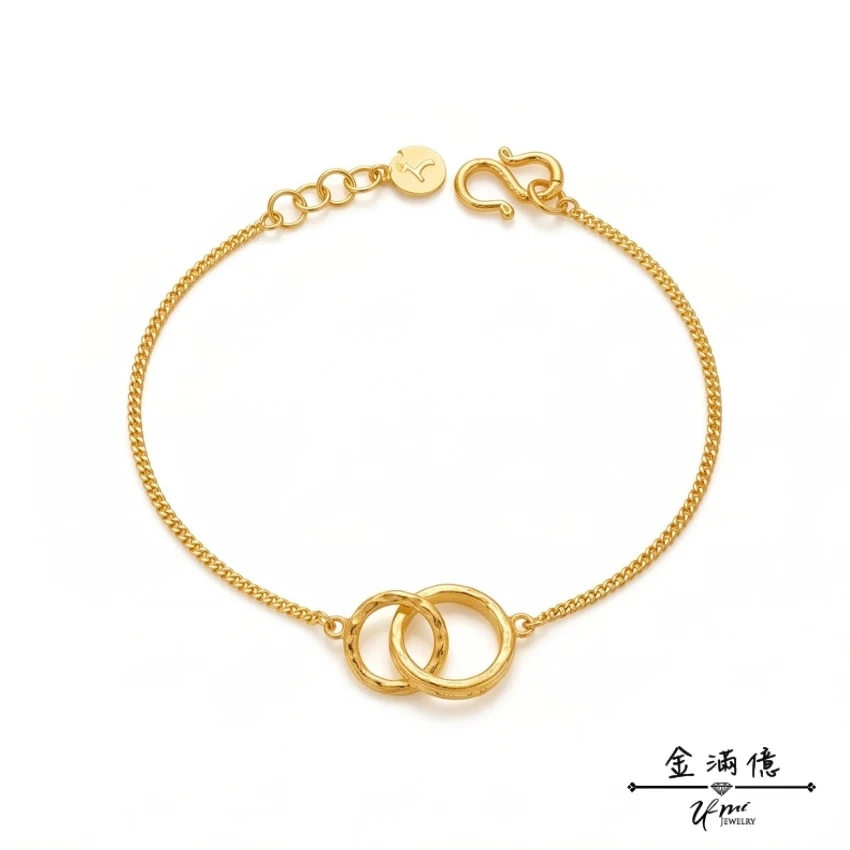 黃金手鍊-雙圈相扣幾何女生手鍊-金滿億|台南銀樓_01