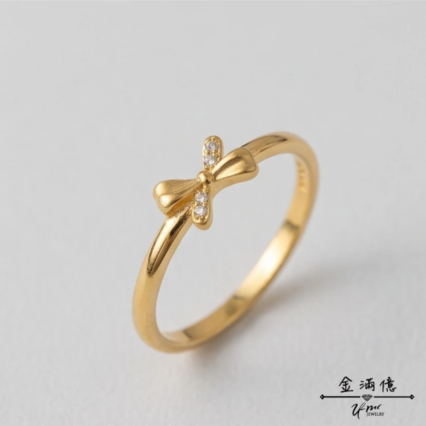 蝴蝶結鑽飾-黃金戒指