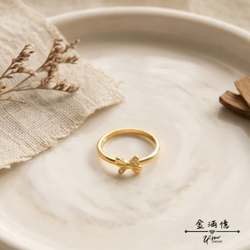 黃金戒指-蝴蝶結鑽飾女戒 金滿億銀樓_03
