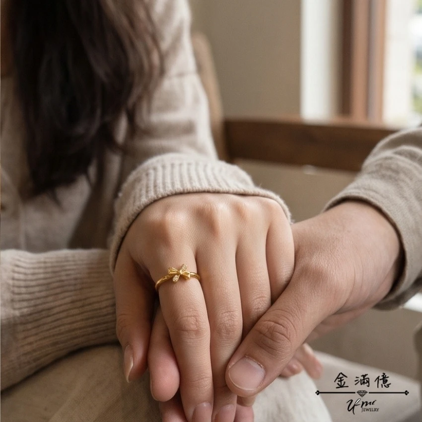 黃金戒指-蝴蝶結鑽飾女戒 金滿億銀樓_04
