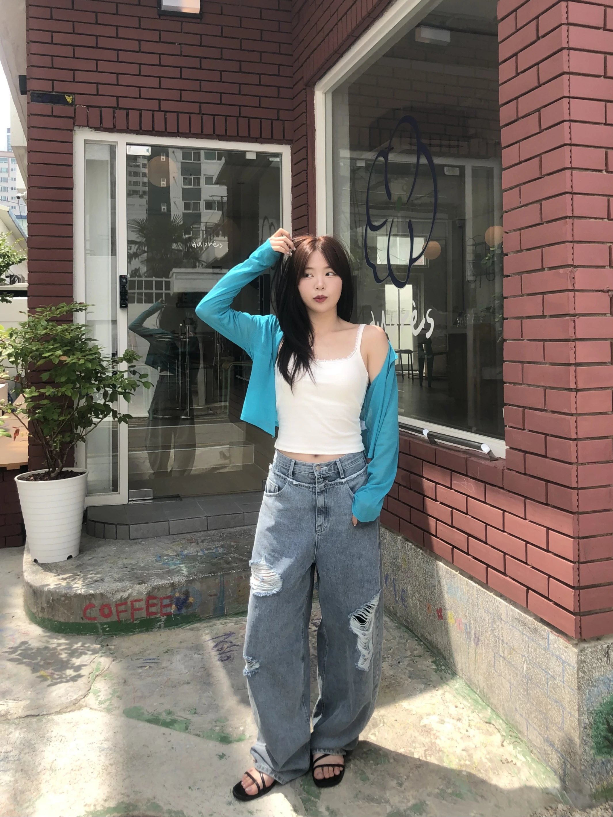 手刀搶🏃‍♀️找回你的自信心！−5KG牛仔寬破褲（S～3XL） KP66
