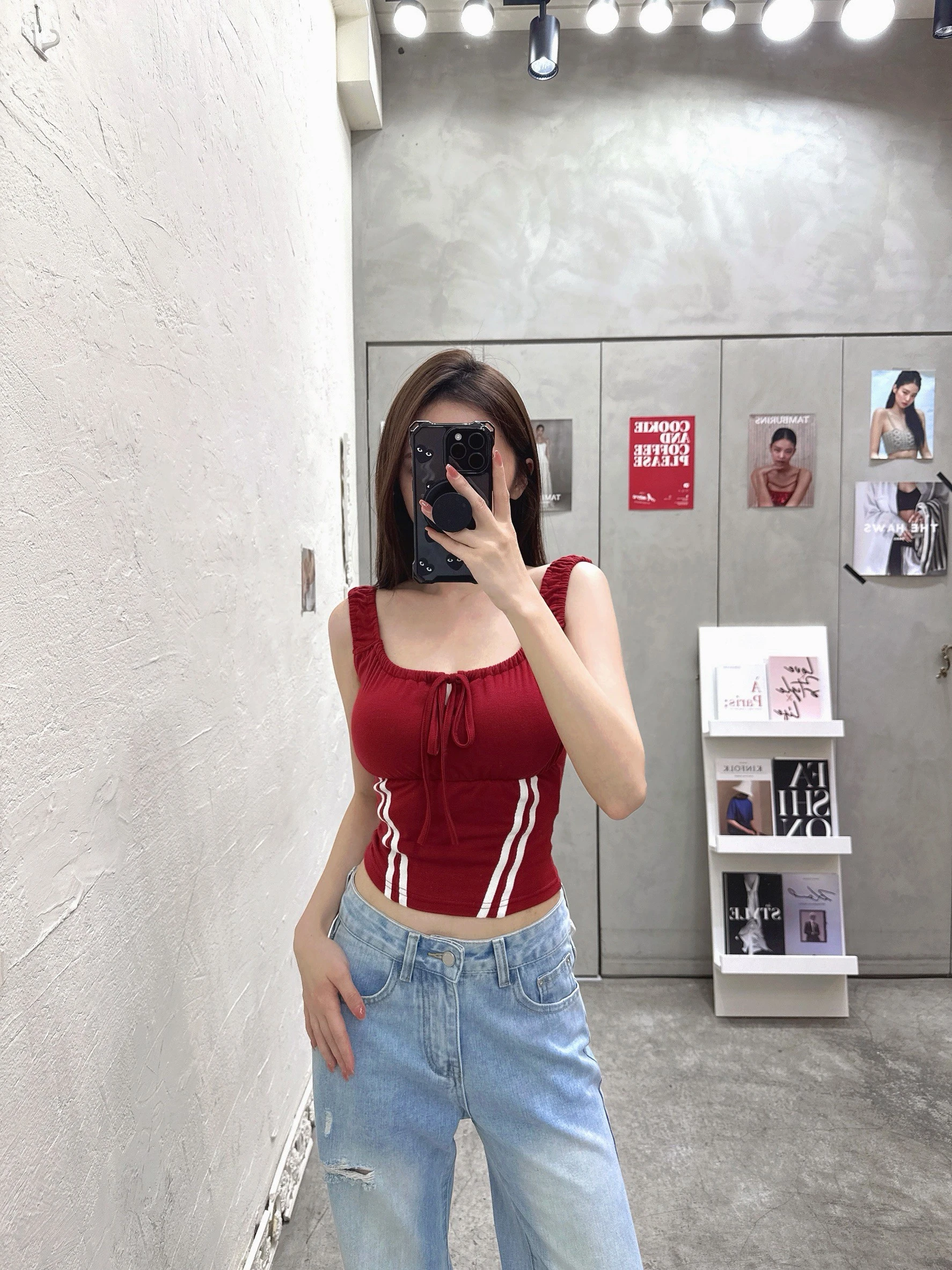 (現貨) 💕甜美式抽繩邊條背心