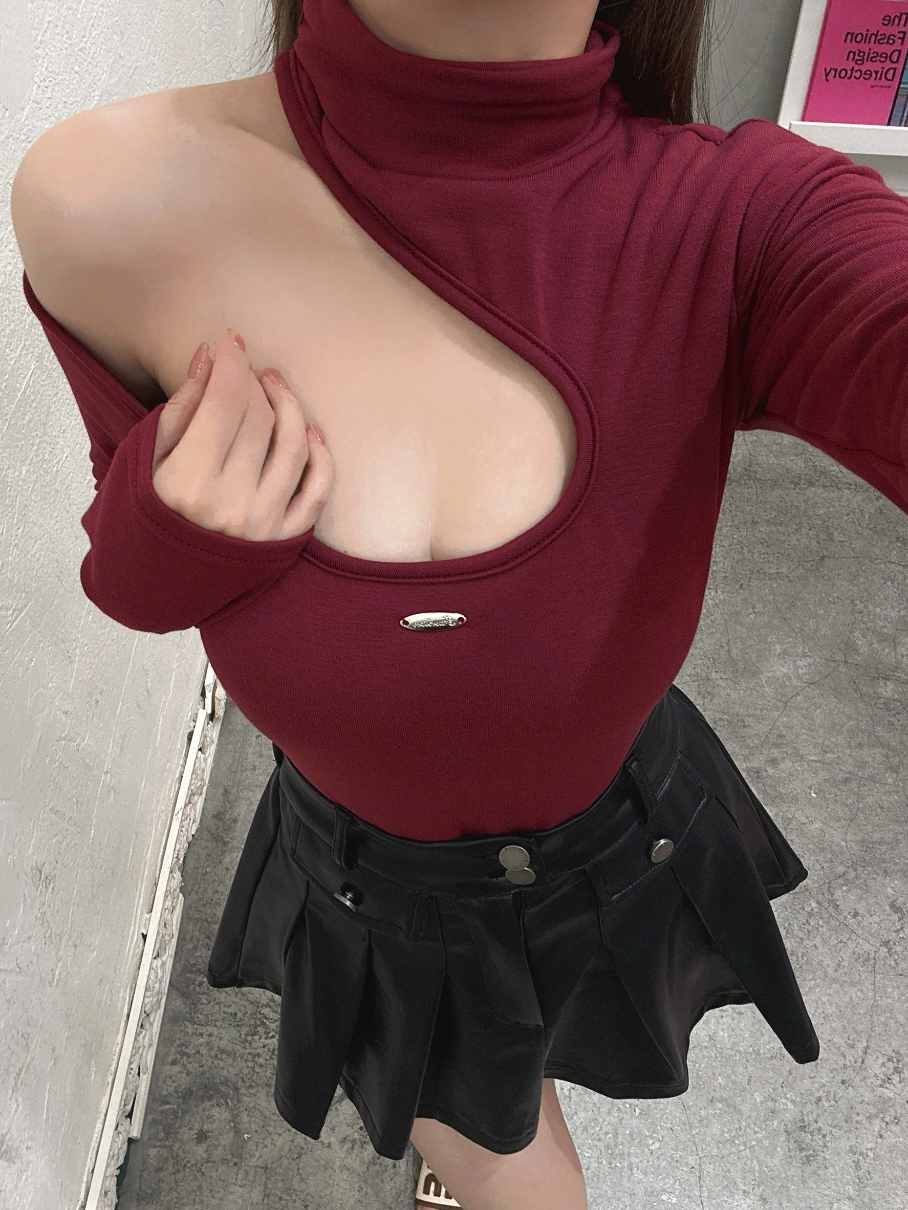 (現貨)歐美款刷毛挖高領長袖上衣