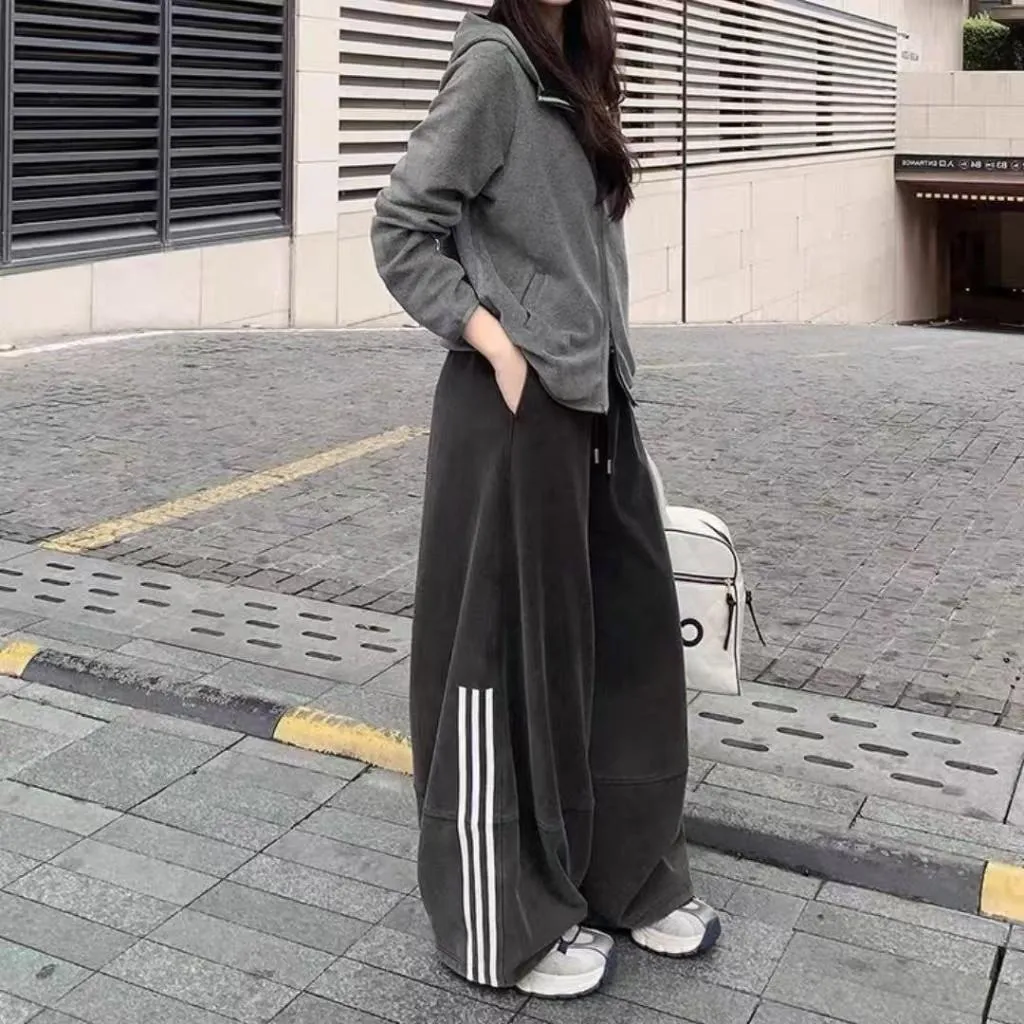 (預購) 韓版顯瘦慵懶風三線長褲