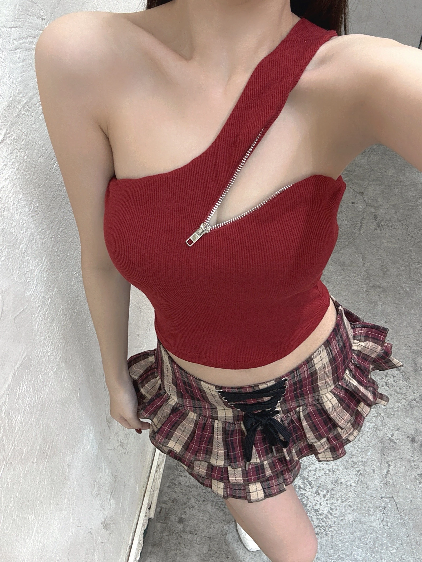 (現貨)獨家美式休閒單肩拉鍊背心
