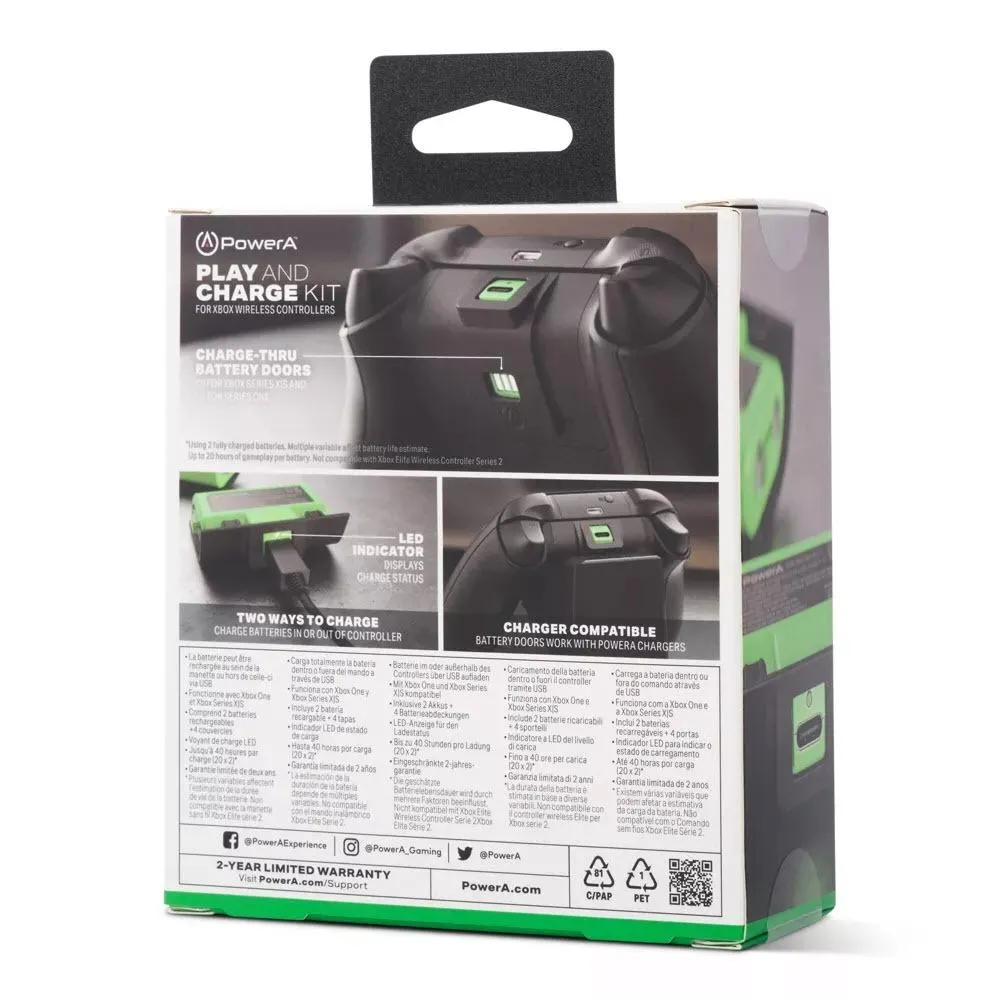 【POWERA】|XBOX 官方授權|遊戲手把同步充電套件(XBPW0119-01) 雙顆組合附USB線