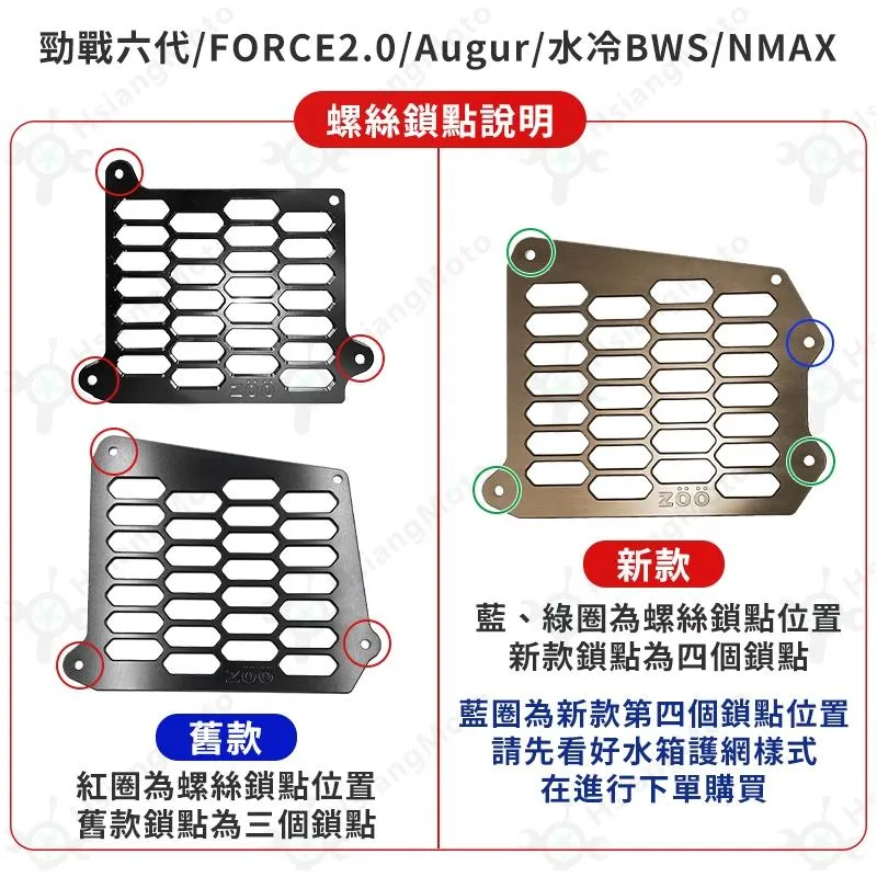【翔好機車】ZOO 水箱護網 鈦螺絲 水箱護蓋 RTS DRG MMBCU JET SL 勁戰六代 FORCE