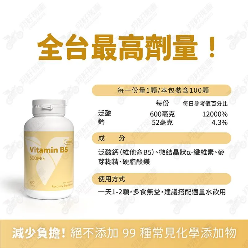 【翔好機車】優維特 VITA 維他命B5 維他命 B5 維生素b5 維他命 泛酸 600mg 100顆