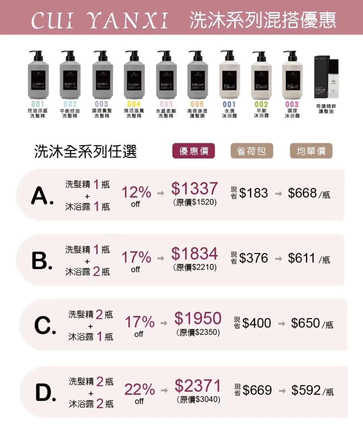 萃妍皙 洗沐系列混搭優惠