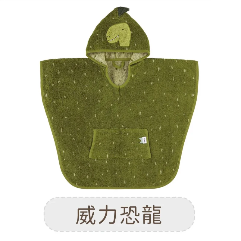 【比利時Trixie】動物造型有機棉連帽斗篷-威力恐龍