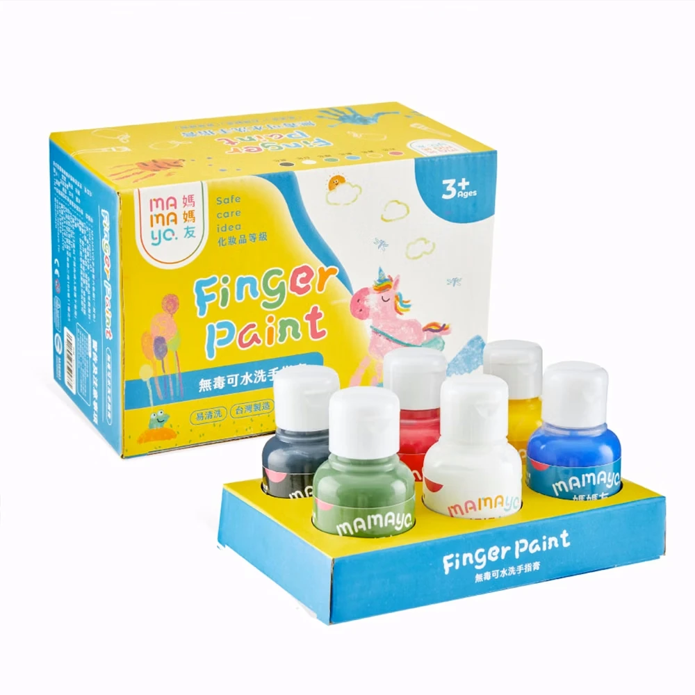 【mamayo】可水洗幼兒無毒手指膏六色組