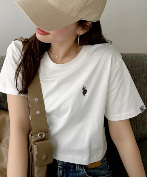 日本 U.S. POLO ASSN 別注款 復古短版 刺繡logo短袖