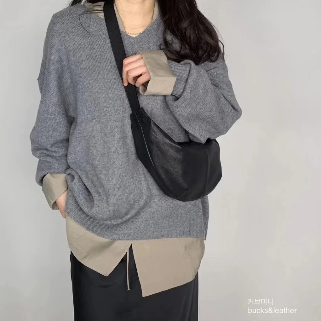 韓國 Bucks & Leather 羊皮半月餃子包