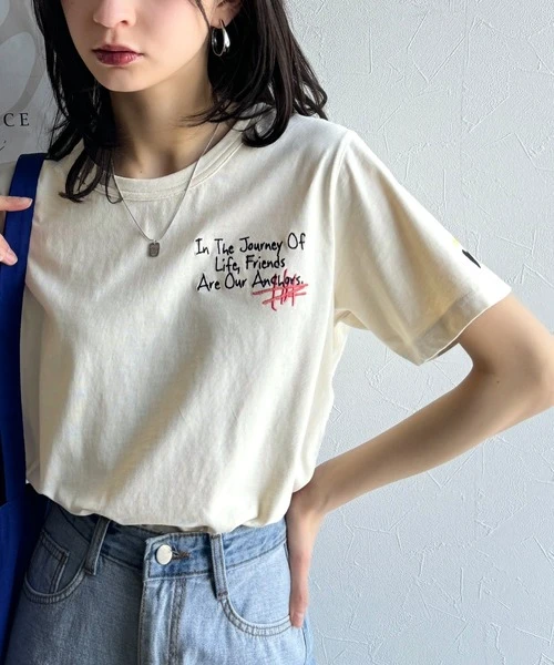 日本 Classical Elf 可愛塗鴉刺繡有機棉短袖T恤
