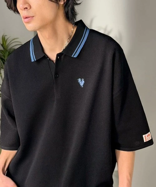 日本 Classical Elf × JaVa 聯名 襟線配色刺繡涼感針織 POLO 衫
