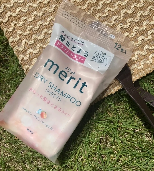 日本 花王 merit 乾洗髮濕紙巾 隨身攜帶 12枚