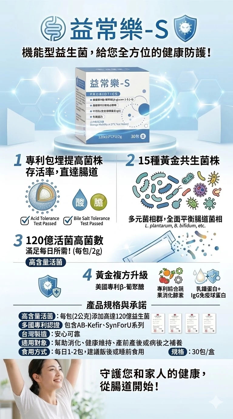樸真本草 益常樂-S 雙專利益生菌(30包/盒)