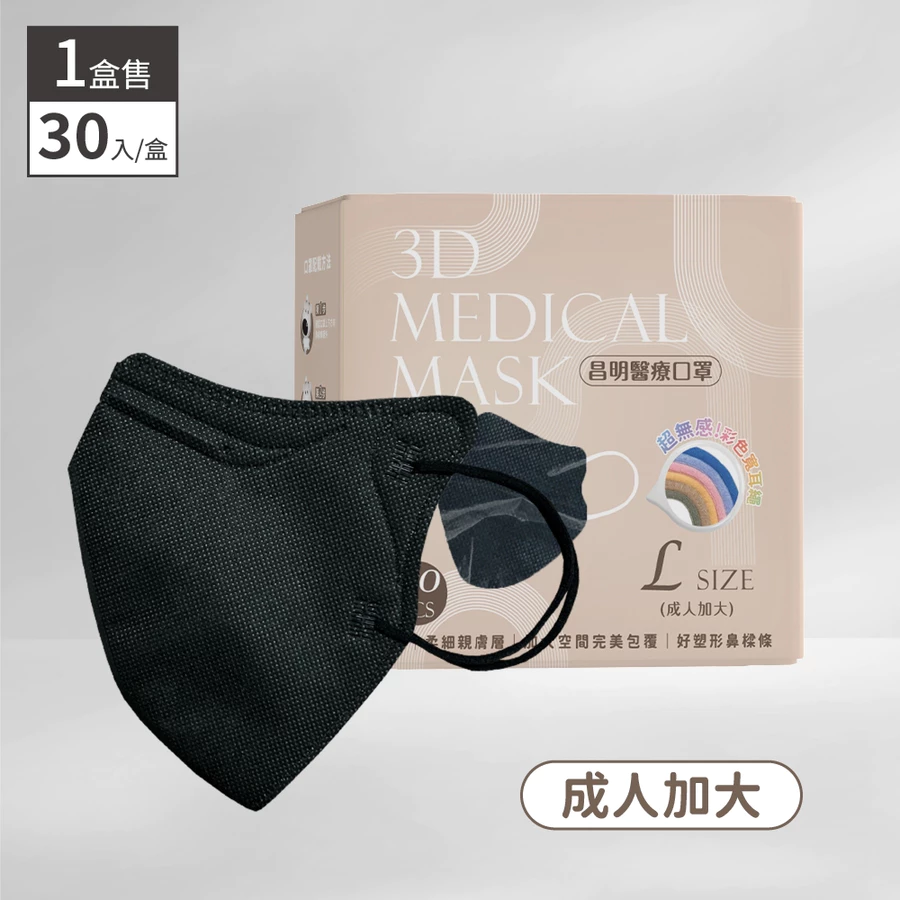 【昌明】3D立體醫療口罩 M/L (30入/盒)