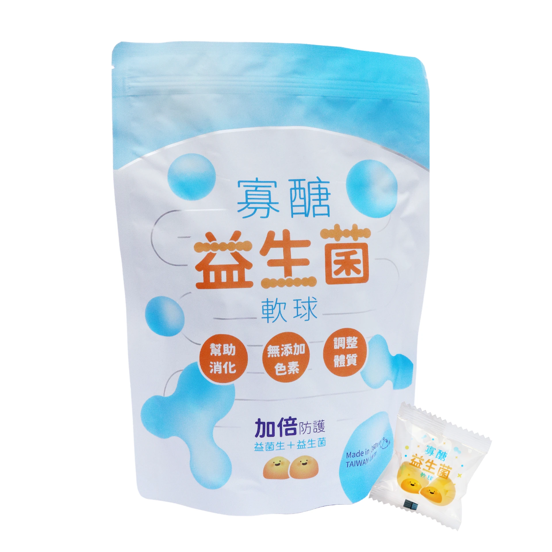 揪團達人♦ 台糖監製 ♦ 【四十袋組】再送十袋 乳酸原味 寡醣益生菌ＱＱ軟球 添加芽孢乳酸菌及台糖果寡糖【360g/袋】