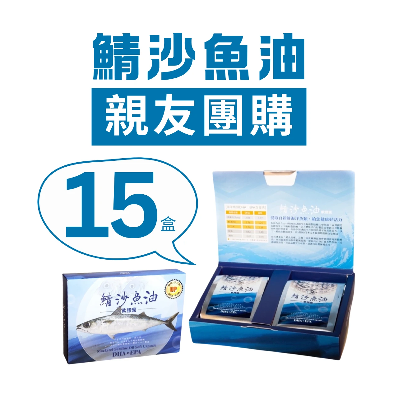 【親友團購專案】南方澳祝大漁鯖沙魚油軟膠囊 DHA & EPA【100粒/十五盒】嚴選 南方澳在地 鯖魚 製成 ✦國民必備✦