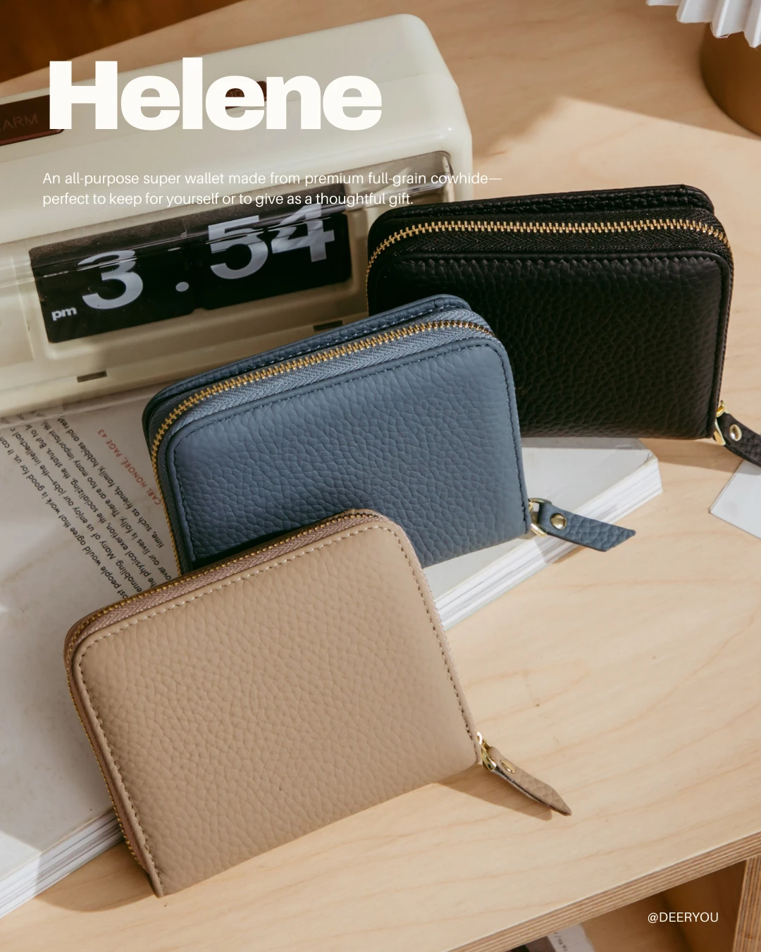 《現貨》Helene頭層牛皮短夾┃霧面皮 高質感